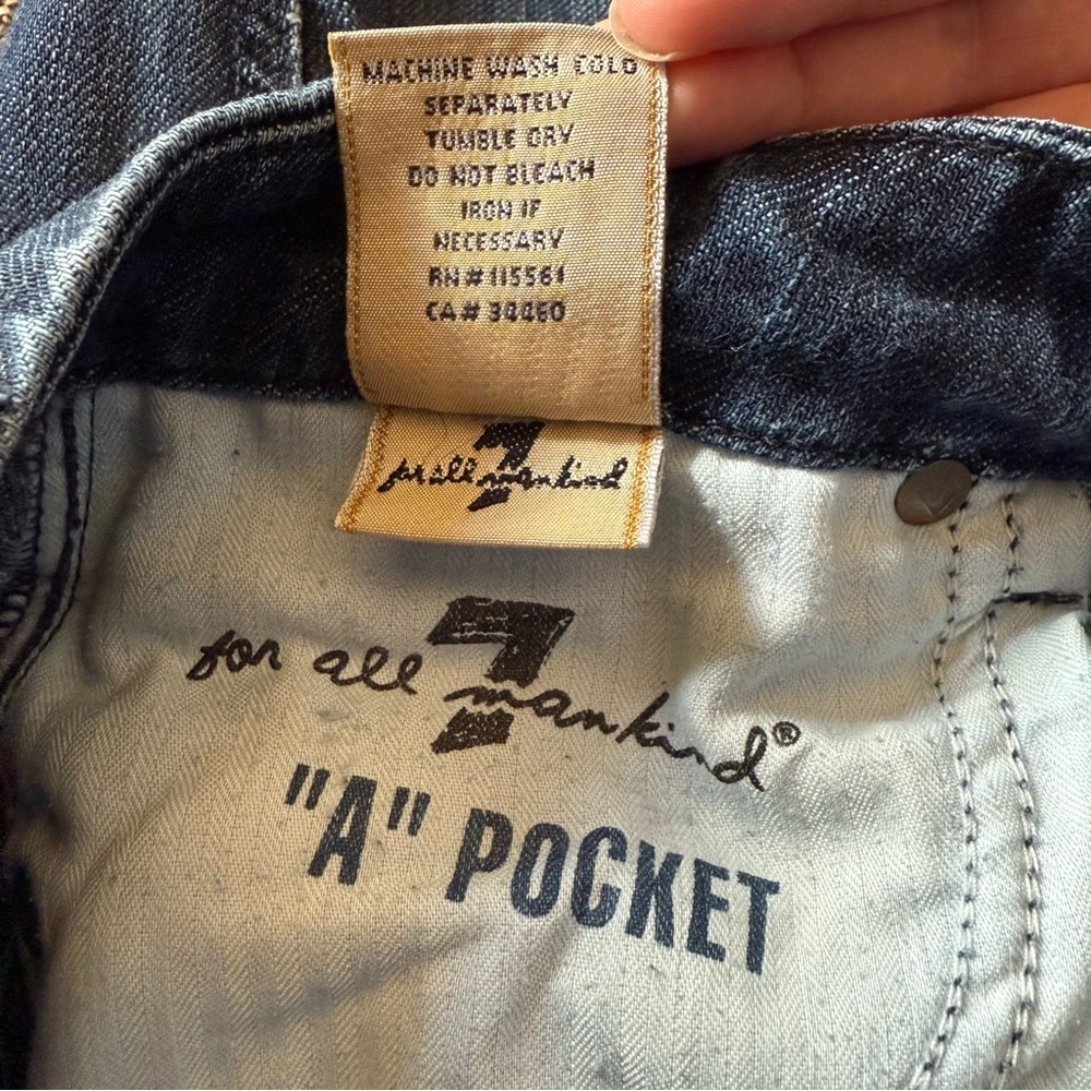 Vintage 7 For All Mankind A Pocket Dark Wash Jeans size 28 - Picture 8 of 9